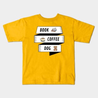 Book Coffee And Dog Kids T-Shirt